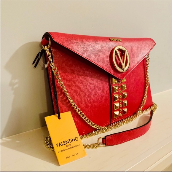 Valentino Handbags - Valentino Brienne Palmellato Red Studded Crossbody